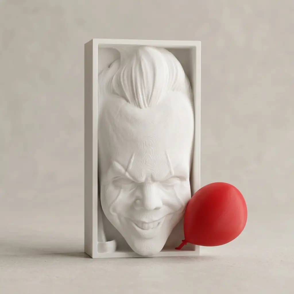 Korku Temalı Dekoratif Kitaplık Süsü - IT (Pennywise) - Kırmızı Balon Detaylı