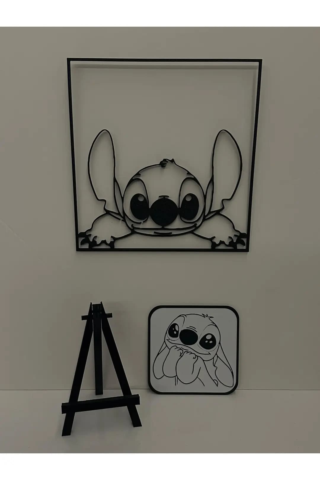 Stitch Temalı Dekoratif Duvar ve Masa Tablo Seti