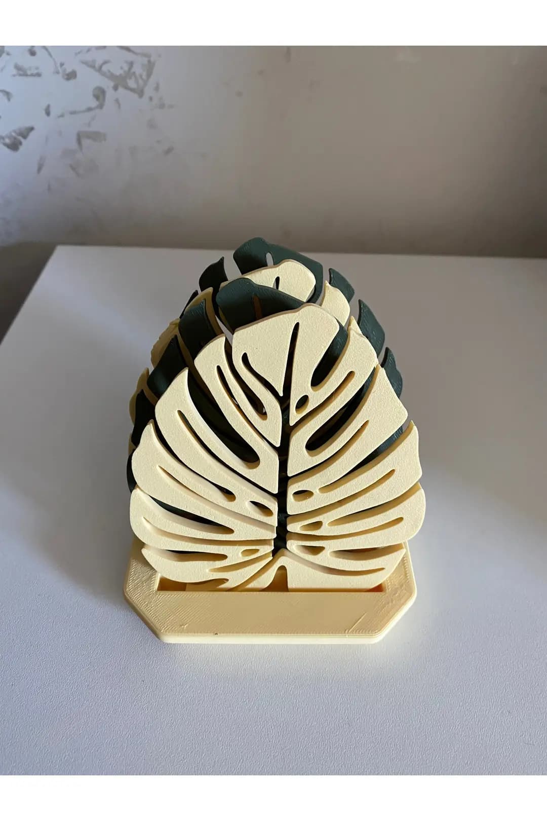 Monstera Yaprak Tasarımlı 4'lü Bardak Altlığı Seti