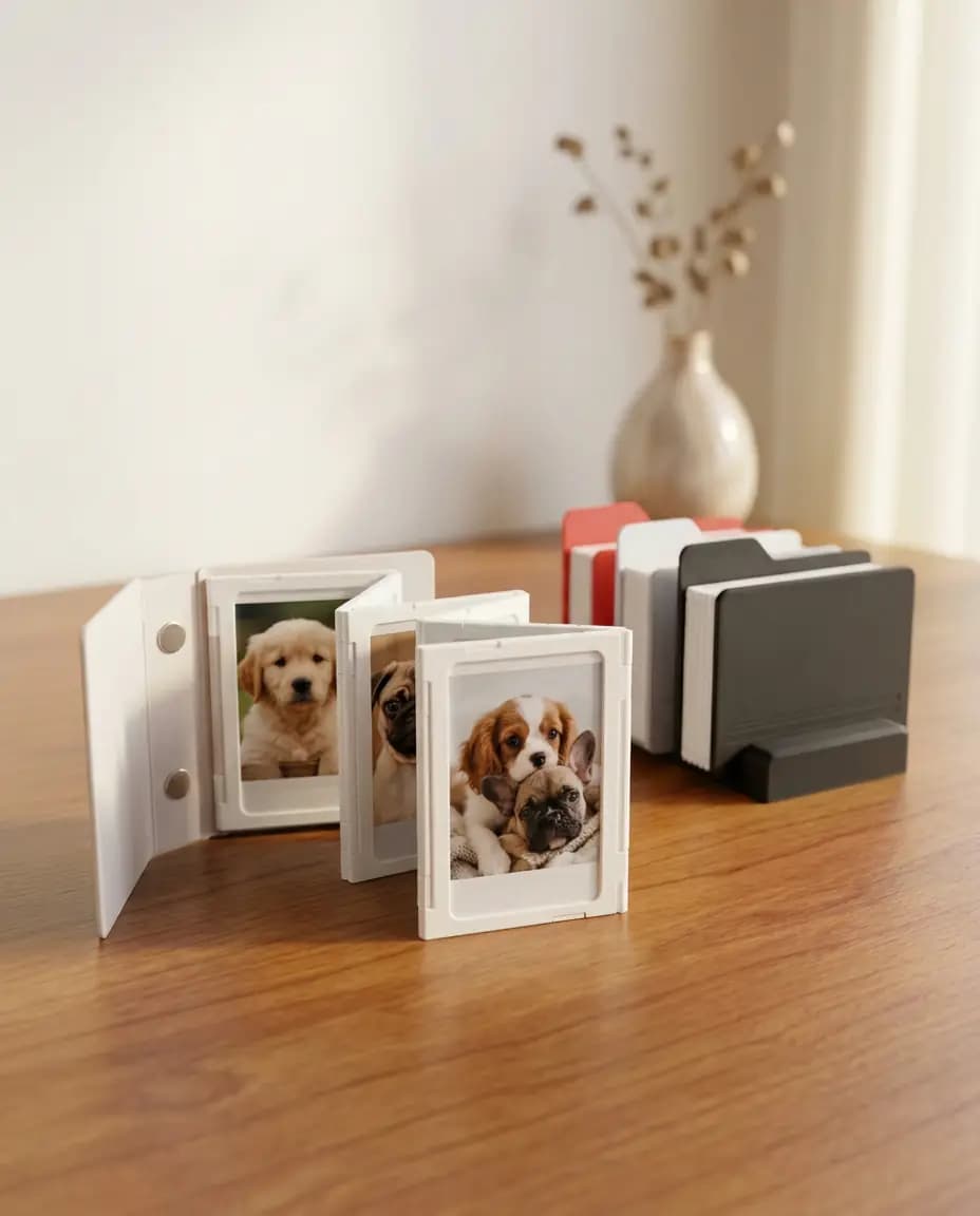 Kişiye Özel Mini Fotoğraf Albümü – 4'lü Manyetik Standlı Dosya Tasarımlı Set