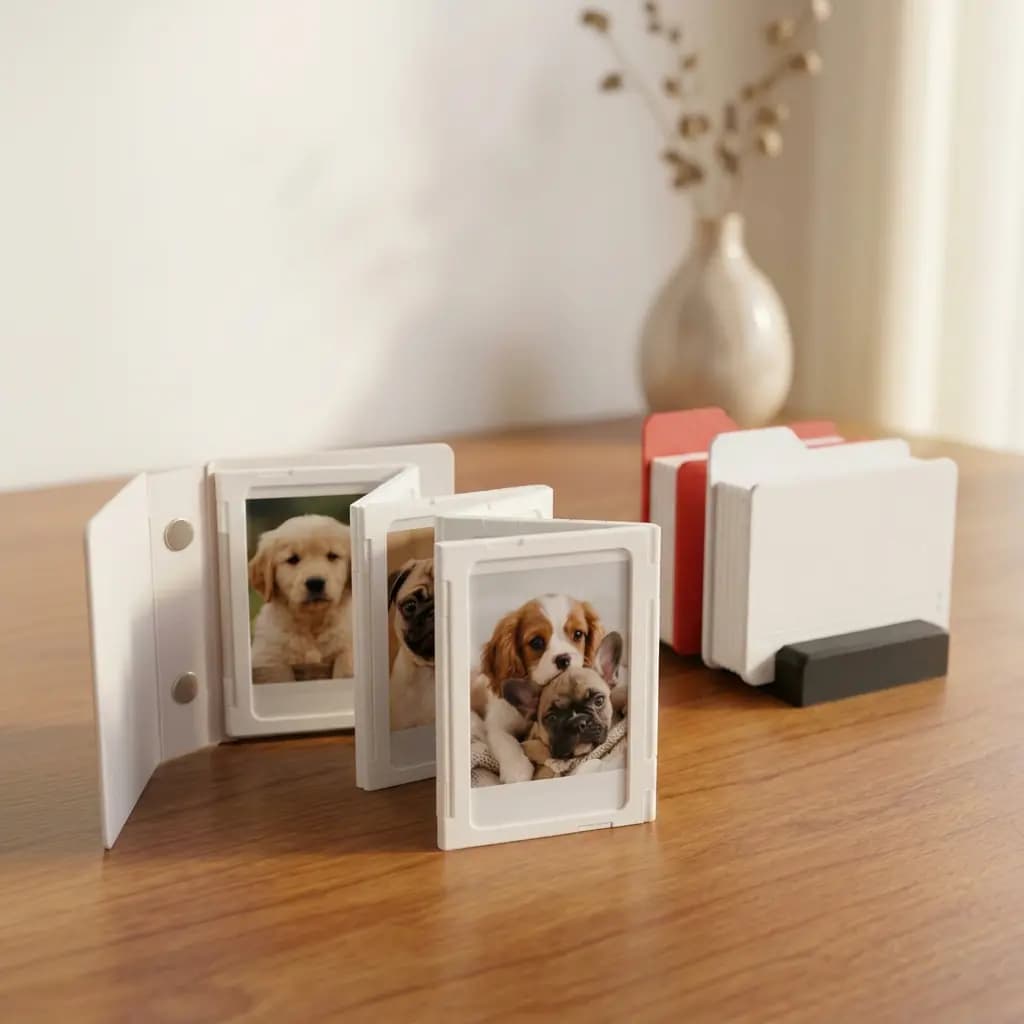Kişiye Özel Mini Fotoğraf Albümü – 3'lü Manyetik Standlı Dosya Tasarımlı Set